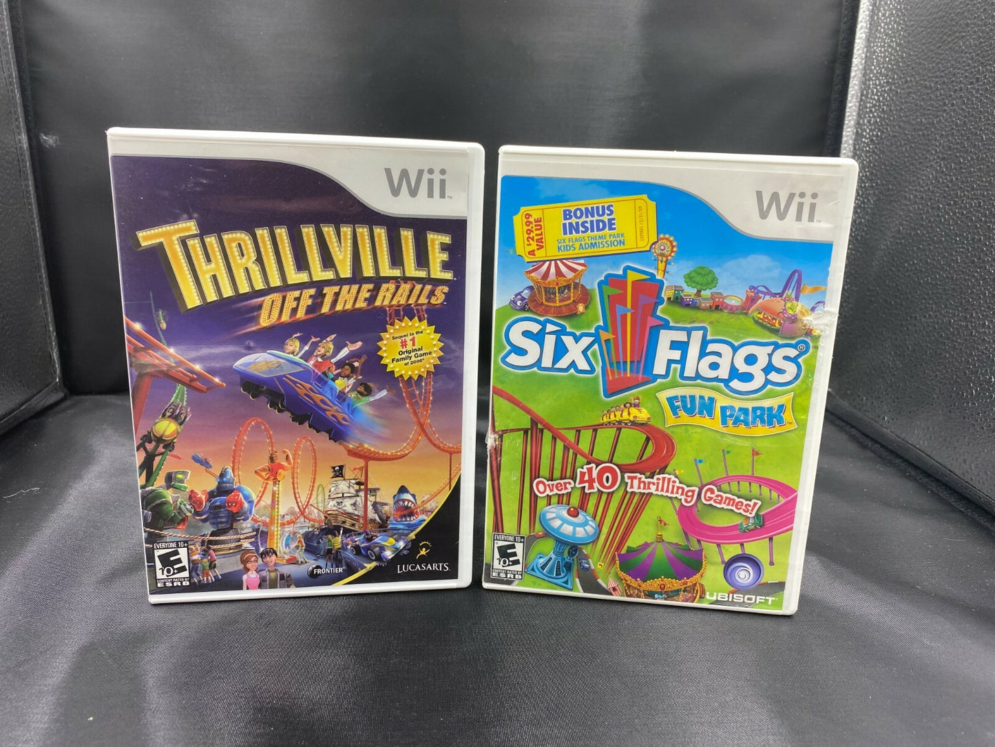 Nintendo Wii Thrillville Off the Rails and Six Flags Fun Park Clean and Tested
