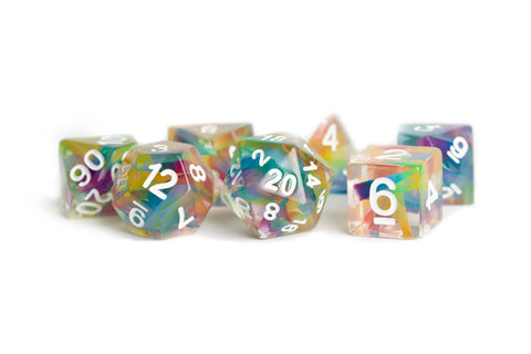 Limited Edition:  Out of Print Set of 7 Resin Dice for D&D: Unicorn Fairy Floss