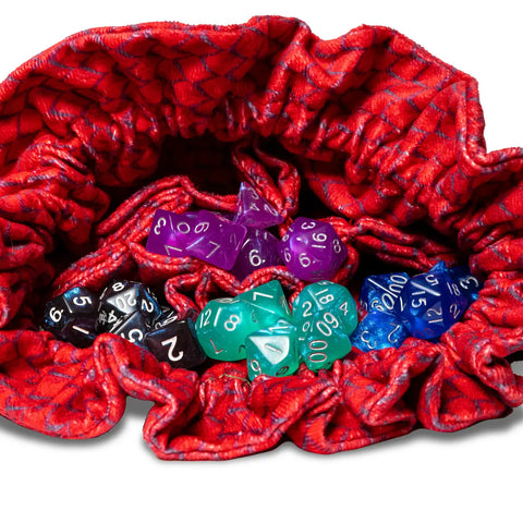 Dragon Storm Velvet Compartment Dice Bag: Red Dragon Scales