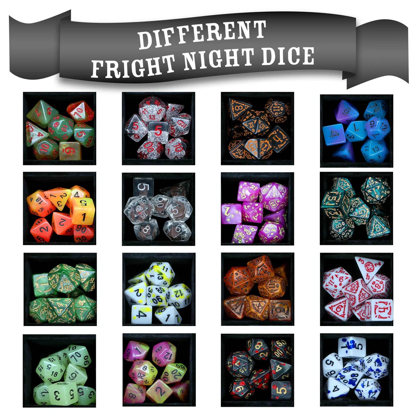 Fright Night Mystery Dice – Spooky dice, pins and stickers!