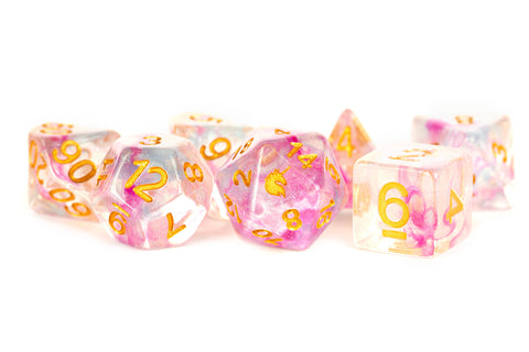 Limited Edition:  Out of Print Set of 7 Resin Dice for D&D: Unicorn Fairy Floss