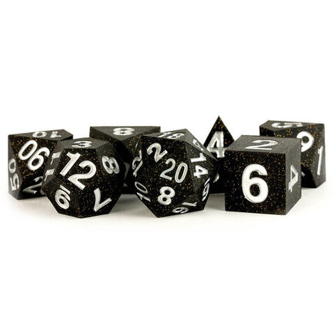 Sharp edge silicone, rubber dice, gold scatter